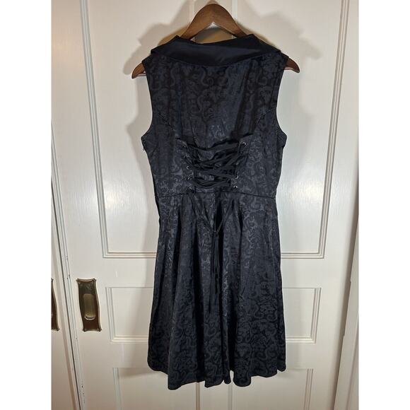 Hearts & Roses Goth Brocade Fit and Flare Dress Womens Size 10 Black NWT - Picture 6 of 12